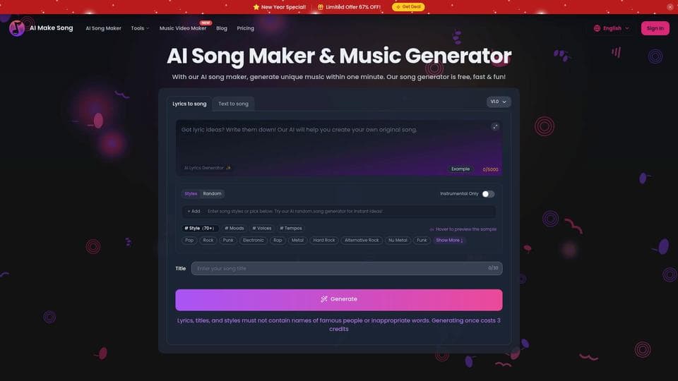 Free AI Make Song AI Tool image
