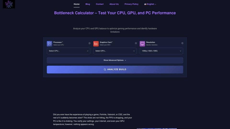 Free Bottleneck Calculator 2025 AI Tool image