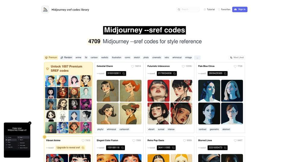 Free Midjourney SREF Codes AI Tool image
